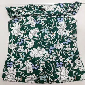 ANN TAYLOR Factory Lilian Floral Print Off Shoulder Cap Sleeves Top Women's Sz L
